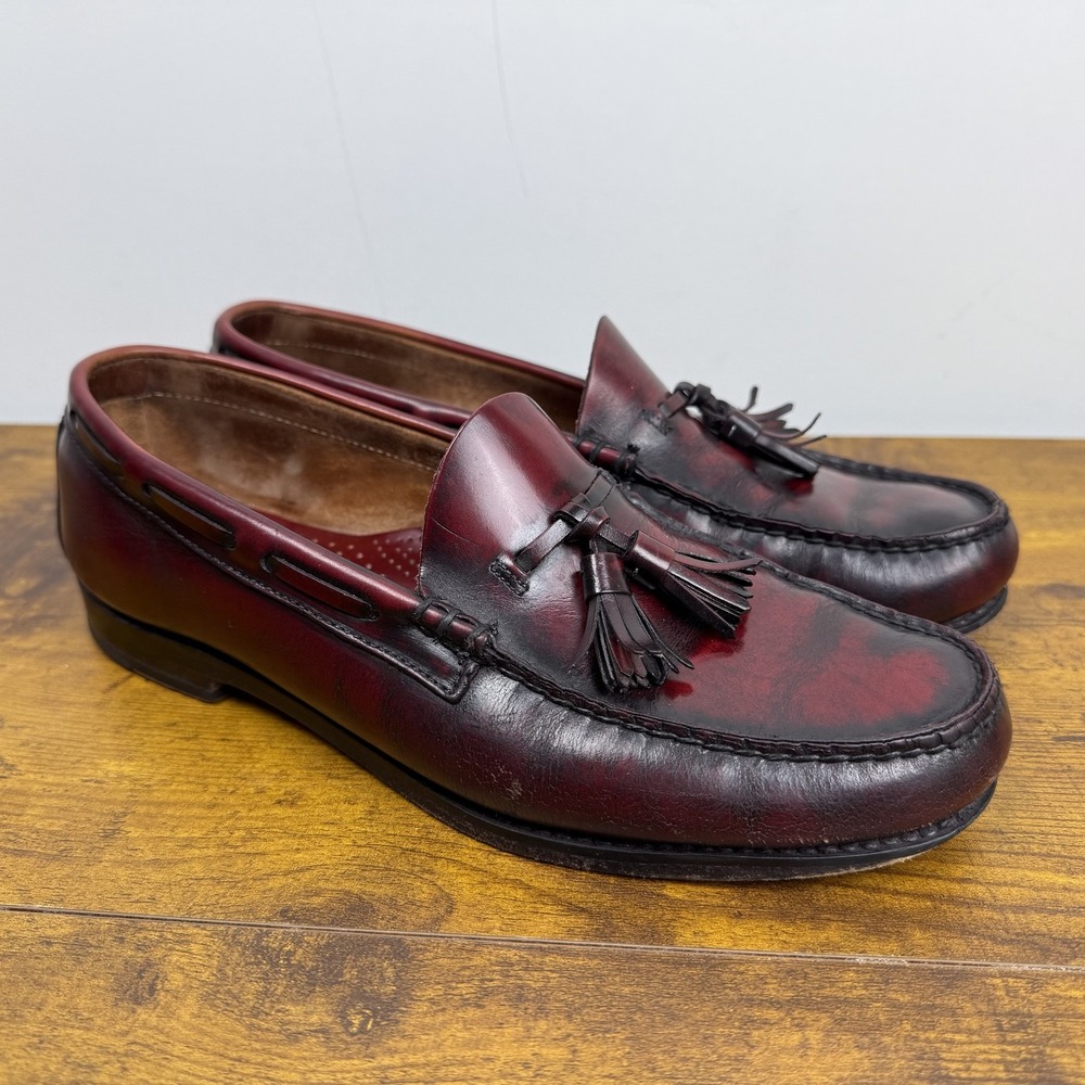 GH Bass Weejuns Loafers Mens 8.5 M Brown Leather Tassel Pull On Dress Shoes